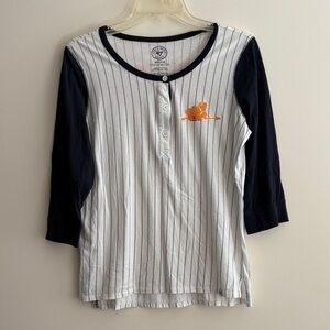 47 Women's UT Tennessee Baseball Black and White Striped Baseball Tee
